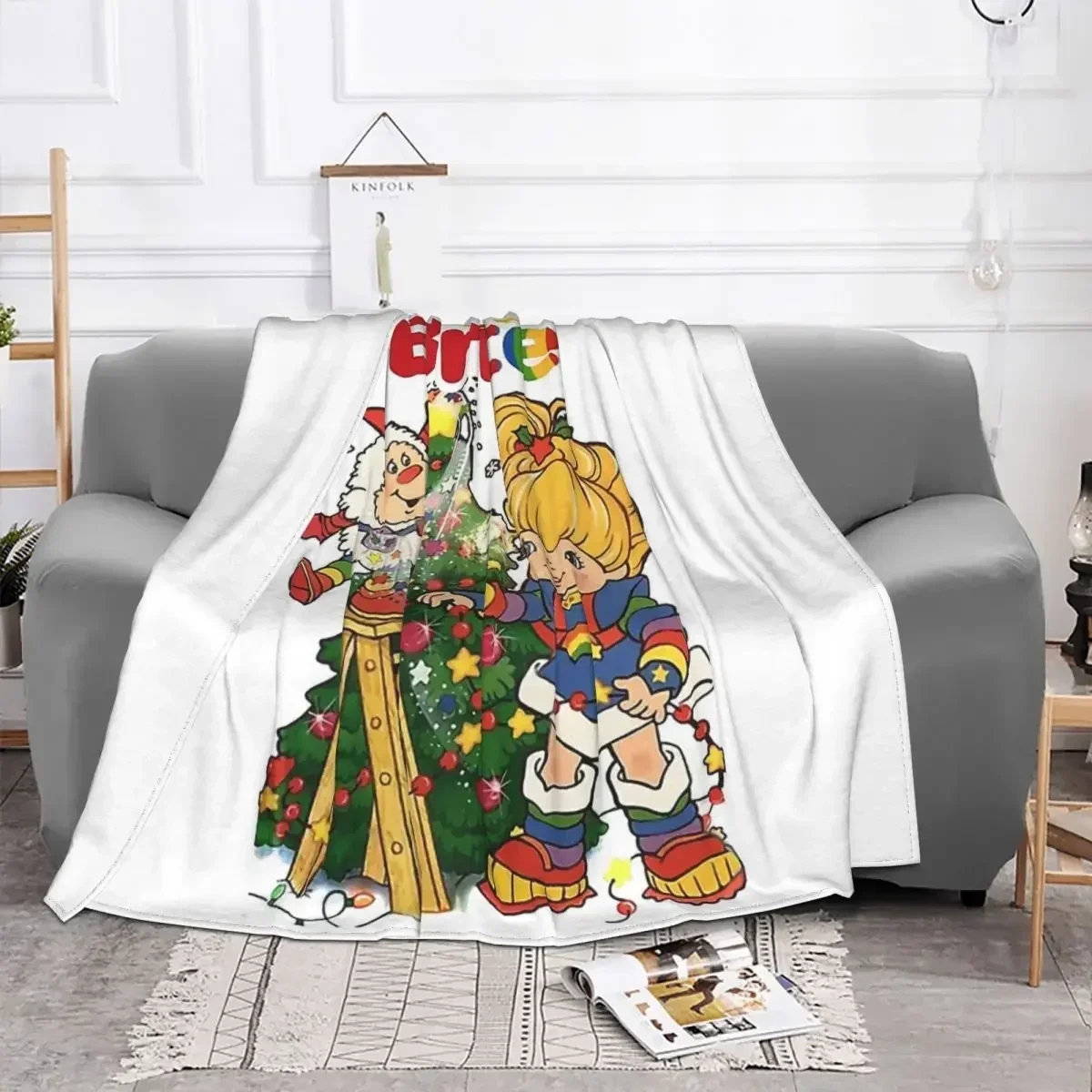 Rainbow Brite Red Butler TV Vintage Love Cartoons Christmas Design Portable Warm Throw Blankets for Bedding Travel