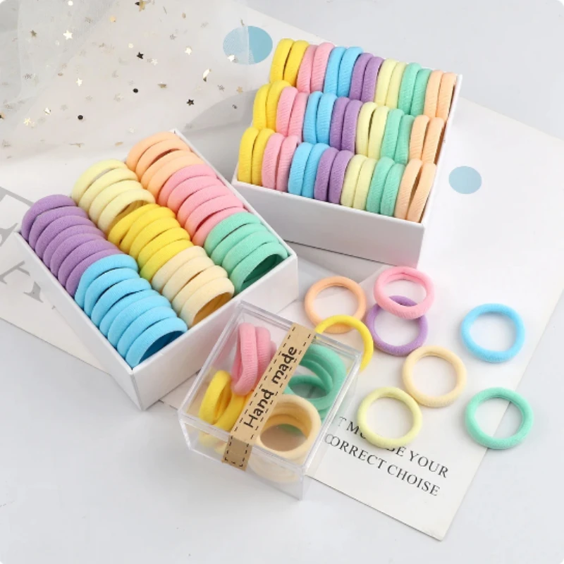 100Pcs Hairband Mixed Color Small Elastic Rubber Bands Hair Accessories For Woman Girls Kids Ponytail Holder Scrunchies Gifts