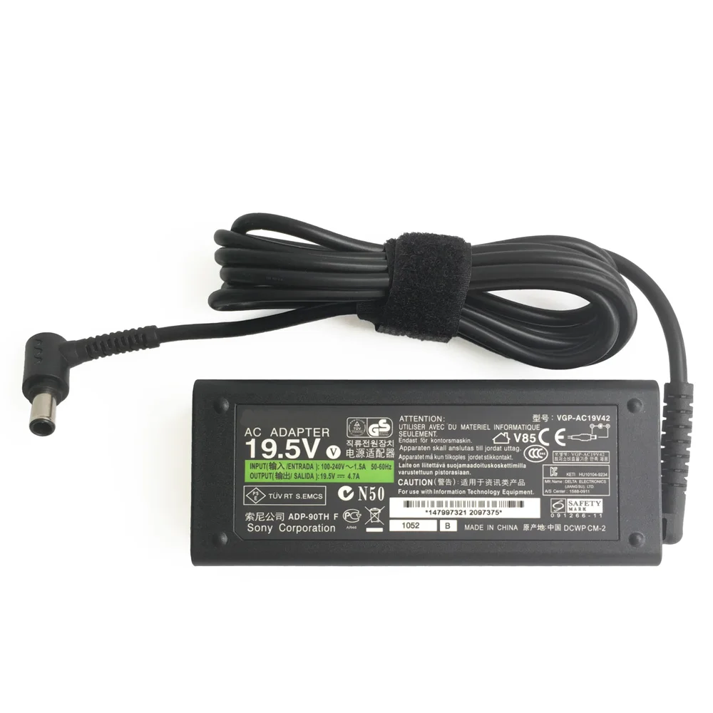 حقيقي 90 واط شاحن الكمبيوتر المحمول لسوني KDL-40R470B KDL-48R550C KDL-32R500C LED TV AC محول سلك إمداد الطاقة 19.5 فولت 4.7A