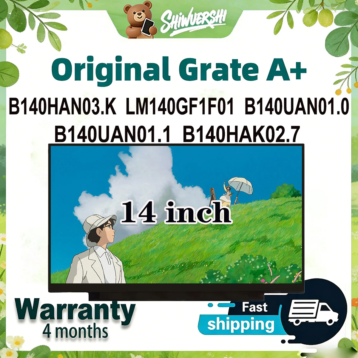 

Original New A+ 14 inch Slim Laptop Lcd Screen Panel B140HAN03.K LM140GF1F01 B140UAN01.0 B140UAN01.1 B140HAK02.7