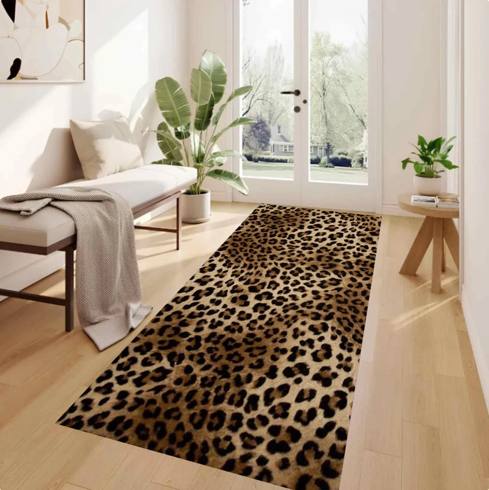 Leopard Print Carpet Mat Rug Brown Black Animal Pattern Home Decoration Living Room Bedroom Modern Floor Decor Home Bedroom