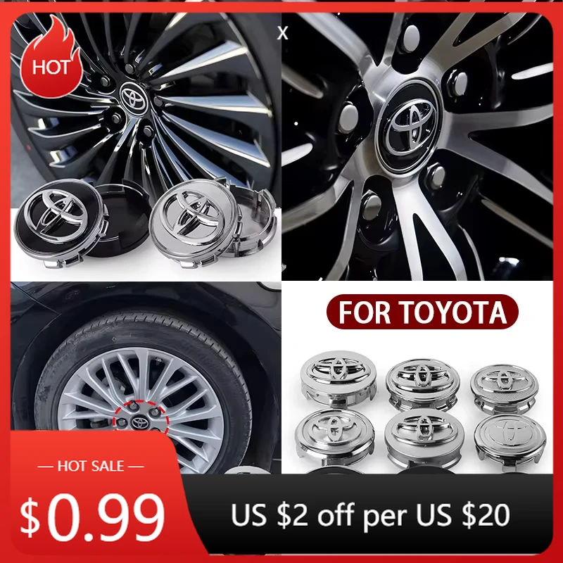 

Для Toyota 2026 Горячие колпаки для ступиц, 4 шт., 56/62 мм, центральная крышка ступицы колеса автомобиля, крышка обода для Toyota Corolla RAV4 LEVIN Yaris C-HR Camry Prad