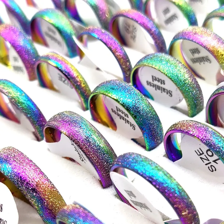 Großpackung 20 Stück/lot, Größe wählbar, mattierter Fingerring 4mm 6mm, Hochzeits- und Verlobungsringe für Paare, Edelstahl, hochwertige Schmuckstücke – Detail 1