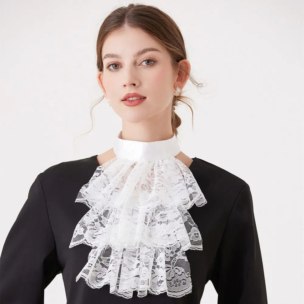 Cameo Detachable Renaissance Collar Vintage Elegant Elizabethan Neck Ruff Victorian Costume Big Ruffled Collar Party