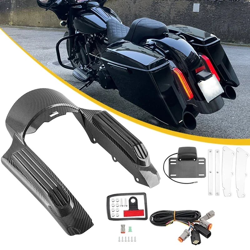 

Motorcycle Rear Fender System Extension Stretched Fascia Set With Light CVO For Harley Touring Electra Street Glide FLTRX 14-UP