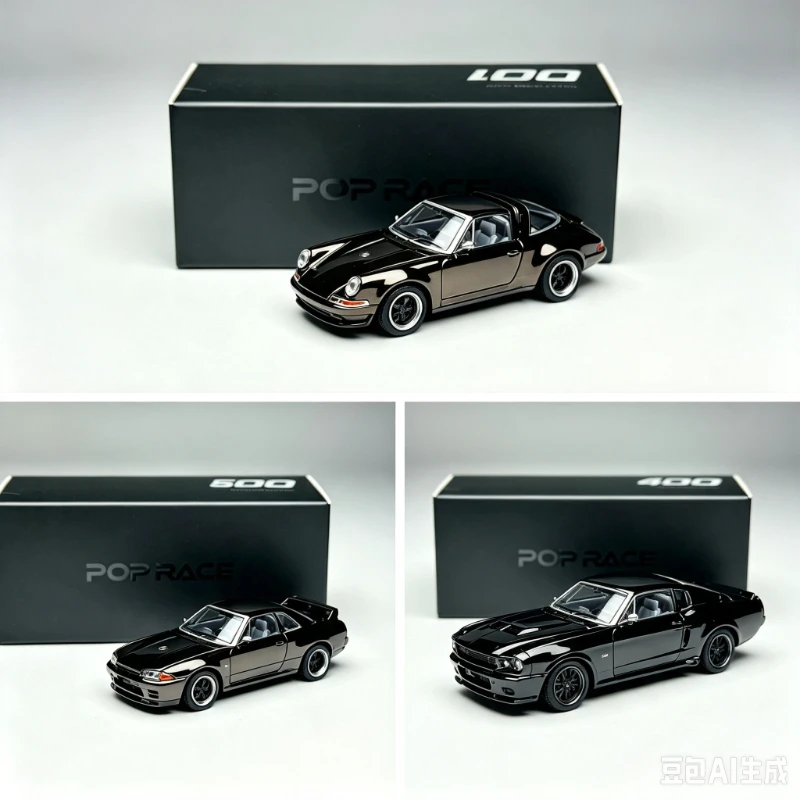 In stock 1: 64 new model GT500 SKYLINE GT-R R32 singer electroplated black alloy cast static car model, limited edition, gift,