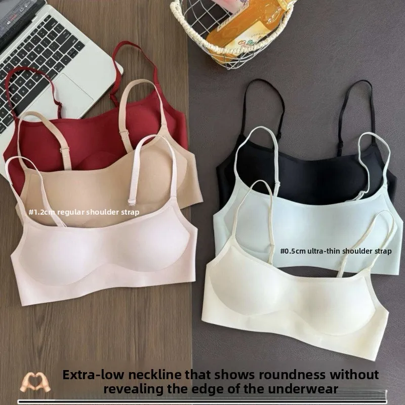 New Foundation Liquid Invisible Seamless Bras for Women, Thin Version, Makes Big Breasts Look Smaller, Gathers for Cleavage