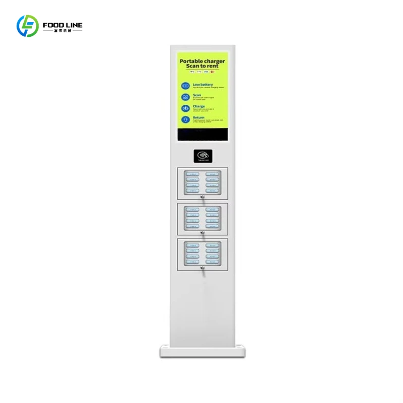 FL 24-Port IP65 Waterproof 4G/3G/2G Quick Charge 8000mAh 10.1-inch Screen Shared Power Station Charging Kiosk for