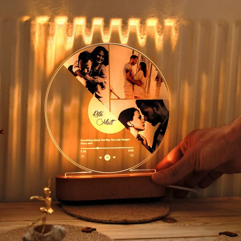 

Personalized Couple Gifts Photo Frame Plaque Boyfriend Girlfriend Valentines Gift Custom Bedroom Decor Night Light Wedding Gift