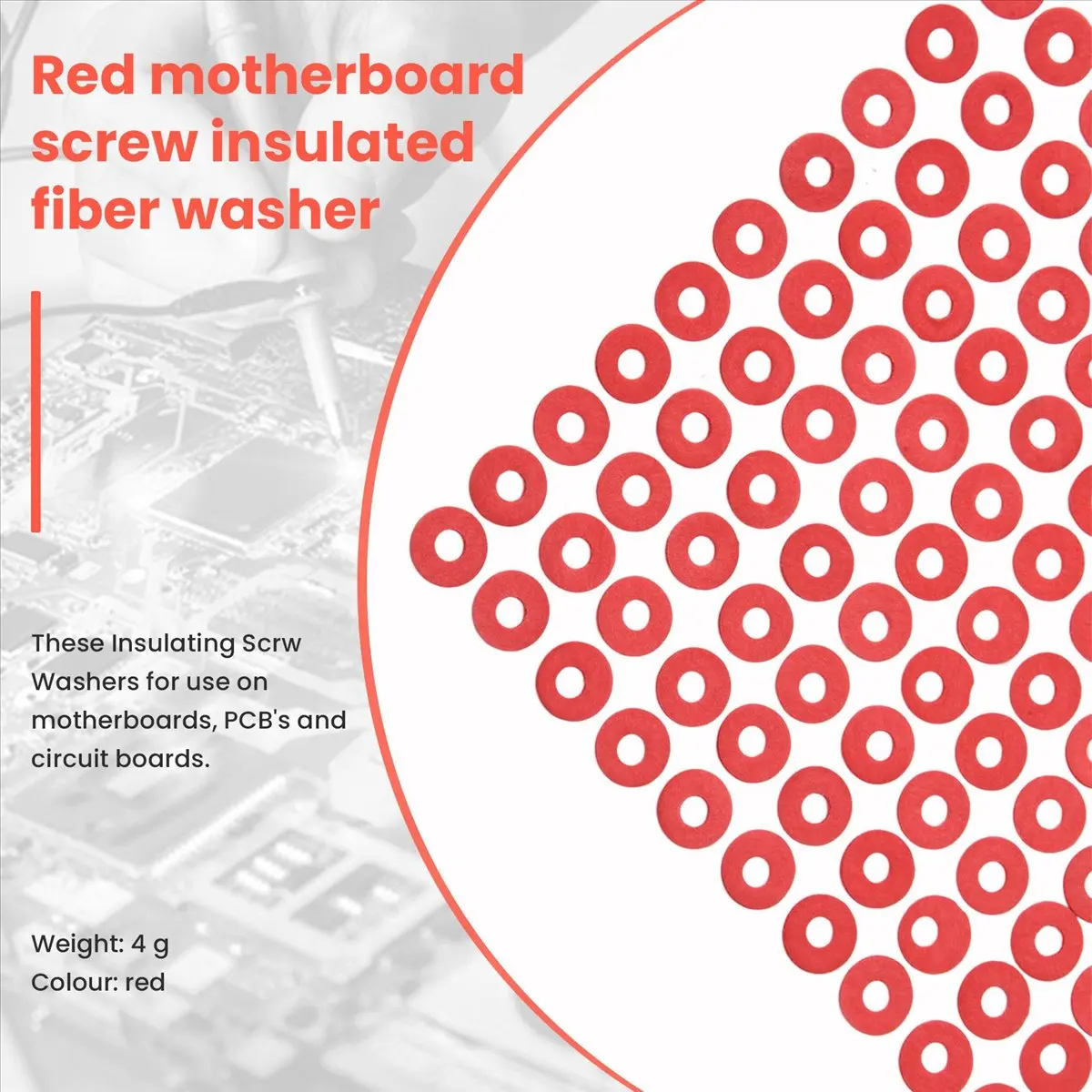 AT42 SODIAL(R) 100PCS Red Motherboard Insulating Fiber Washers