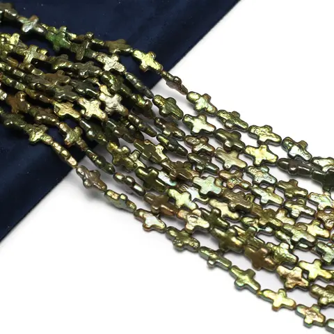 9x15mm 바로크 십자가 모양 느슨한 구슬 보석에 대 한 자연 담 수 진주 스페이서 비즈 DIY 목걸이 팔찌 액세서리 만들기