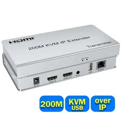 200M HDMI KVM Extender over IP RJ45 cat5e/6 1080P HDMI USB KVM Ethernet Extender one to Many by Network Switch for PC DVR Loptop