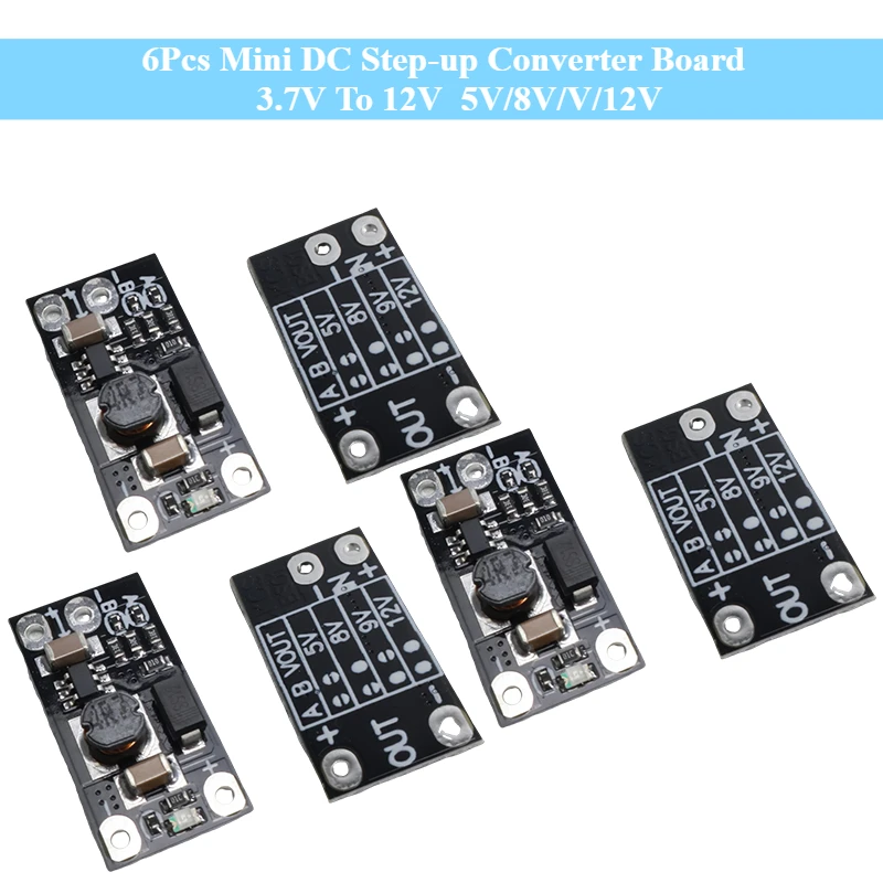 6Pcs Mini DC Step-up Converter Board 3.7V To 12V 5V/8V/V/12V DC Boost Module Battery Voltage Boost Module Upgrade Modify