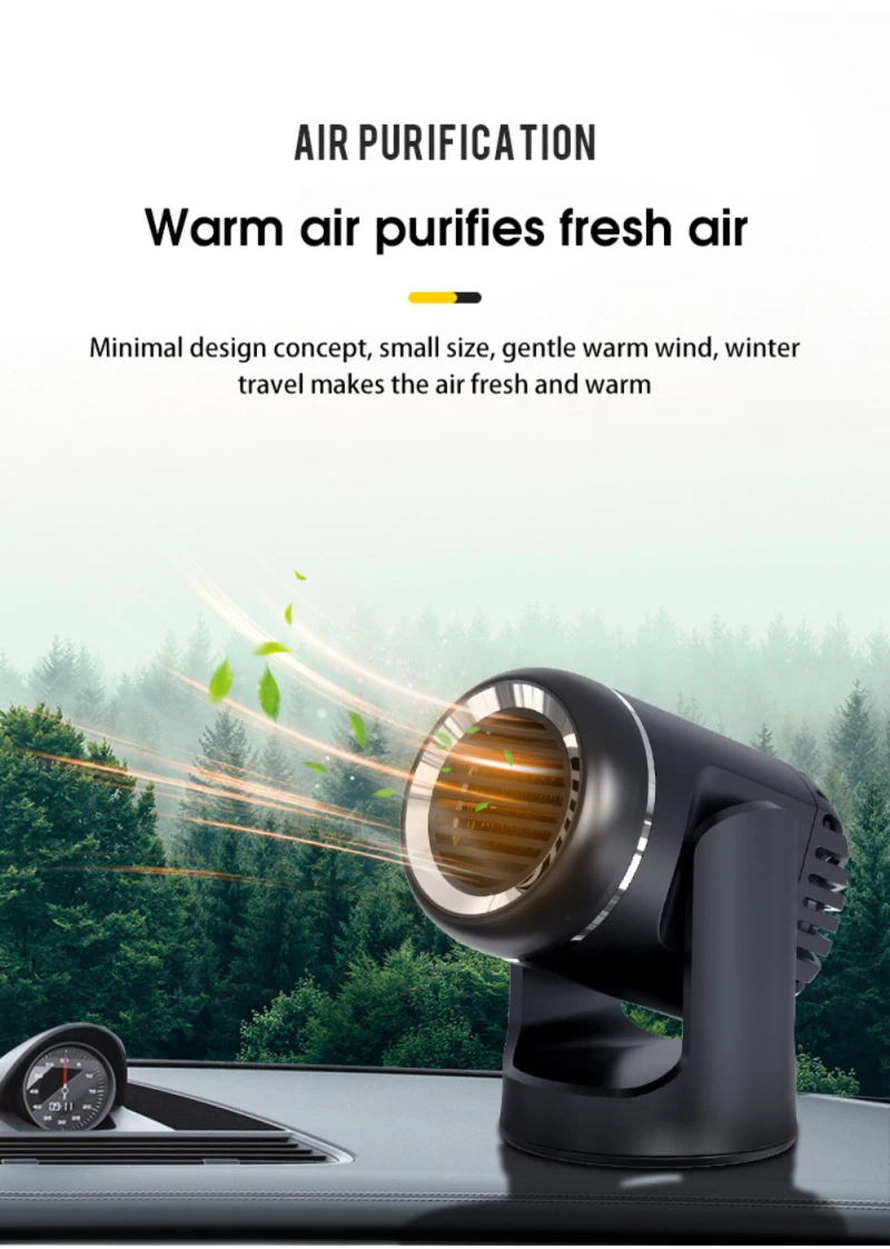 New 2 In 1 Portable Car Heater Cooling Fan 12V 150W Car Windshield Defroster Demister