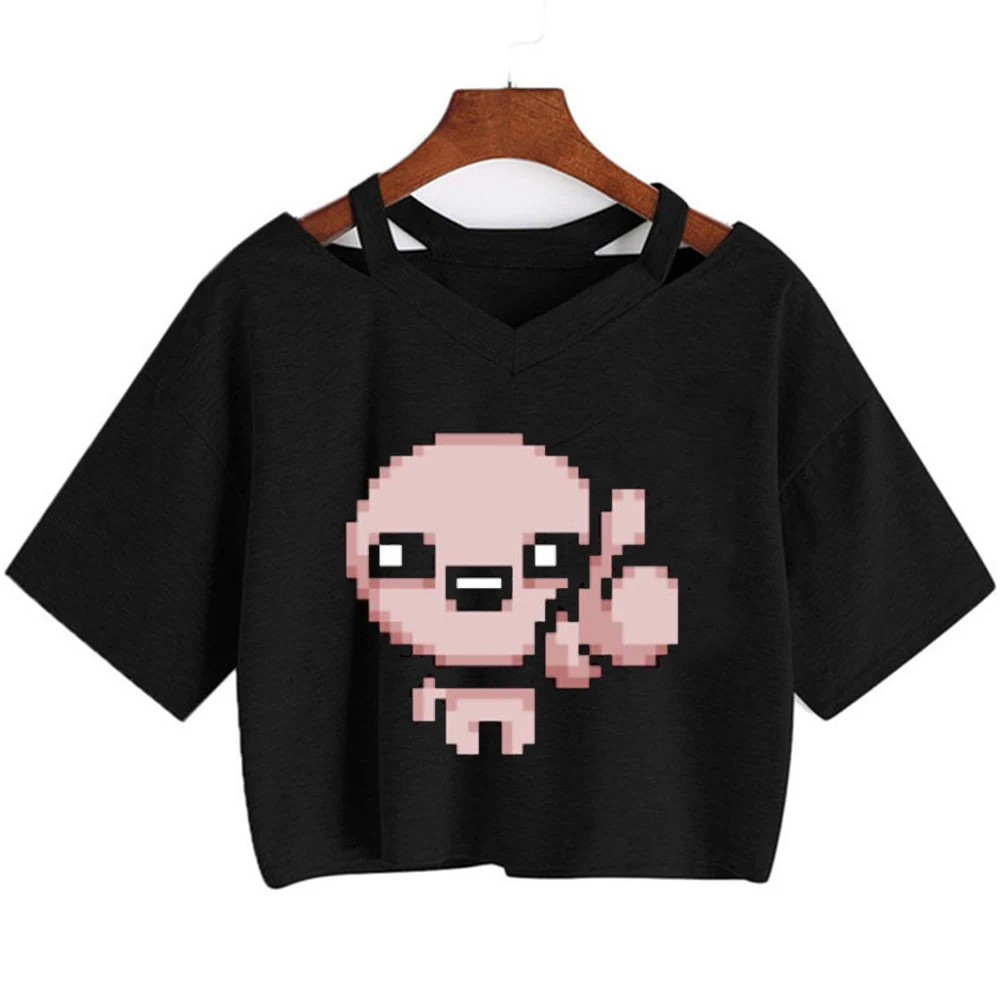 the Binding of Isaac crop top shoujo goth funny 2000s grunge party top tees funny baddie korean fashion dollette kawaii