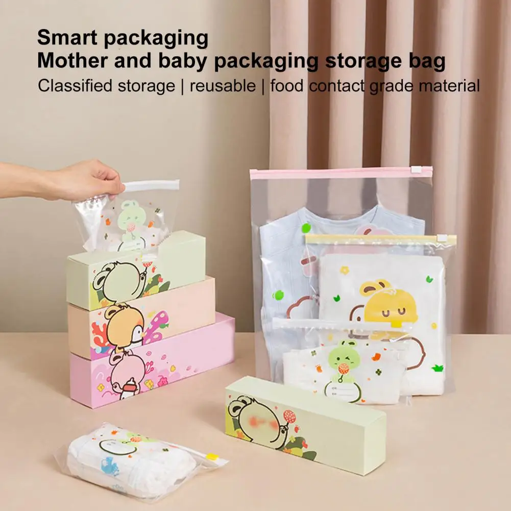 Sealed Zipper Bags Transparent Storage Bags Transparent Children Clothes Organizer Zipper Bags with Time Item for Kindergarten