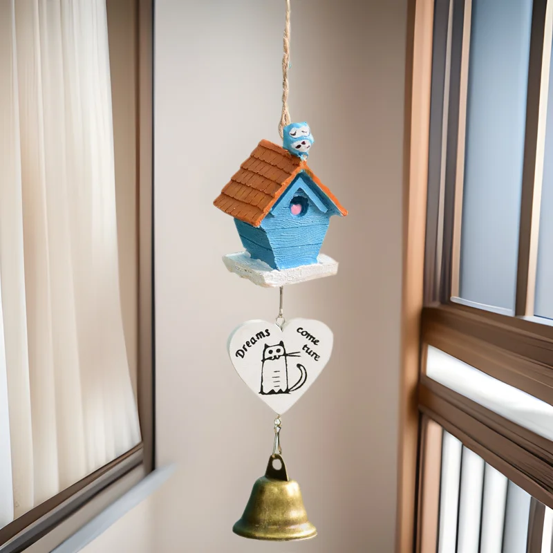 Furin Japonês de Resina, Sino de Vento, Decoração Suspensa de Gato Preto de Desenho Animado Teru Teru Bozu - Para Quarto, Varanda, Carro, Apanhador de Sol, Amuleto da Sorte, Presente