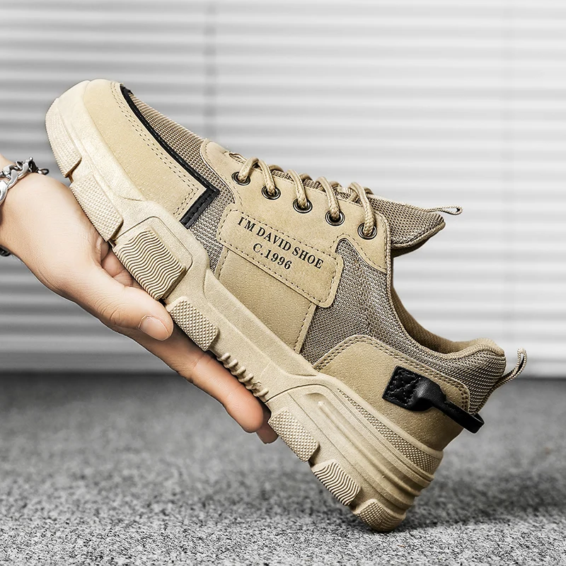 

Fashion British Style Men's Walking Sneakers Breathable Non-slip Hiking Shoes Lightweight Work Shoes for Men Mesh Casual Shoes