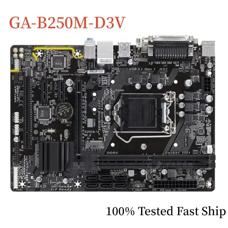 For Gigabyte GA-B250M-D3V Motherboard B250 32GB LGA 1151 DDR4 Micro ATX Mainboard 100% Tested Fast Ship