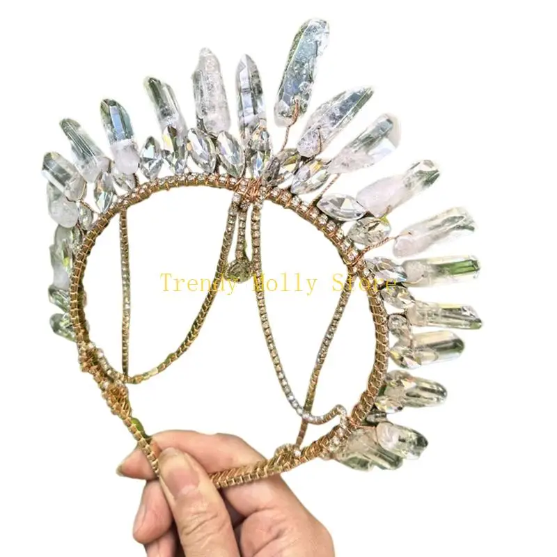 N5KB أنيقة الزفاف التيجان الكريستال Hairhoop الزفاف دش خوذة للتصوير الفوتوغرافي