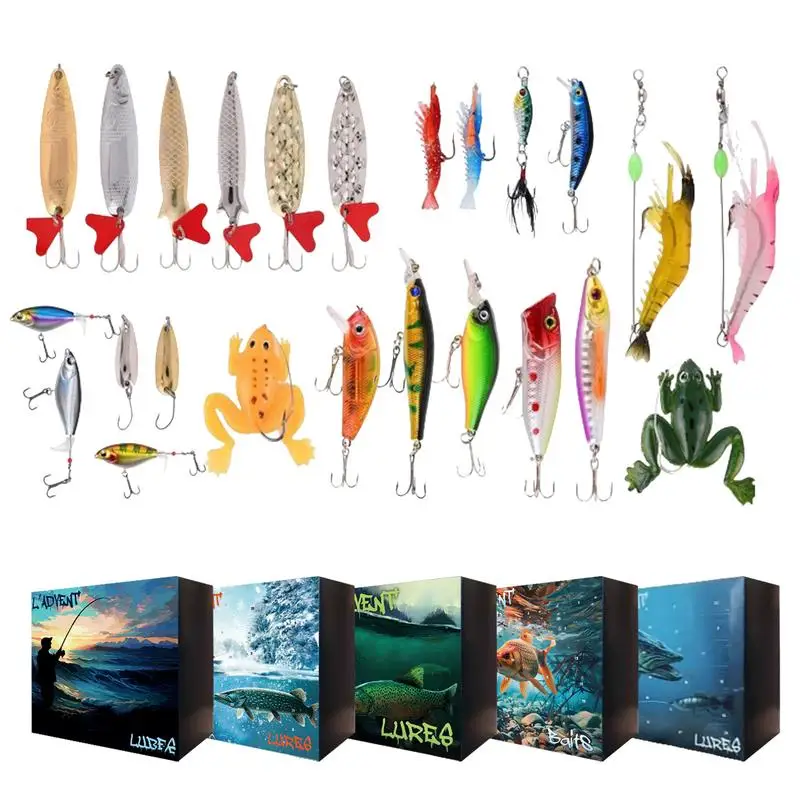 Fishing Tackle Advent Calendar Christmas Calendar Fish Bait 2024 Advent Calendar Fishing Christmas Countdown Fishing Lures Set