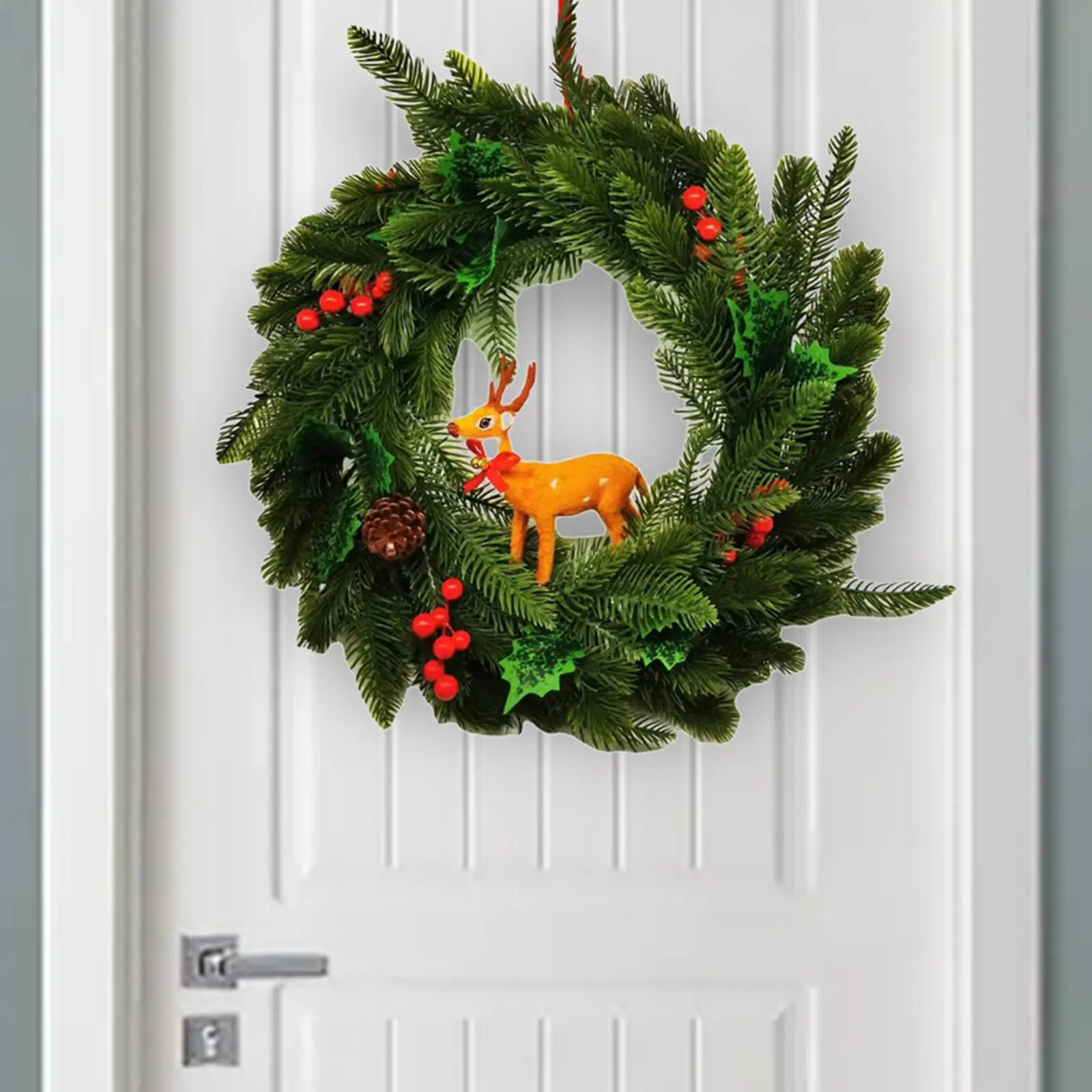 إكليل عيد الميلاد أوراق خضراء أكاليل 17.7 بوصة معلقة على الحائط لحفلة رأس السنة الجديدة #1