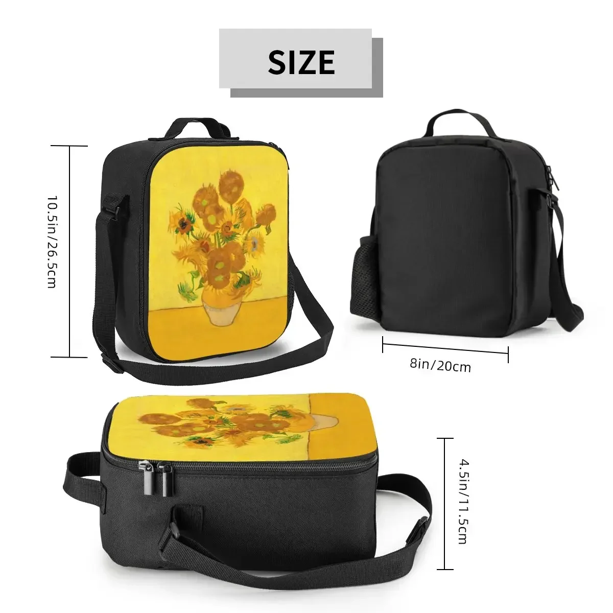 Custom Vincent Van Gogh Sunflowers Lunch Bag Women Thermal Cooler Insulated Lunch Boxes for Children School