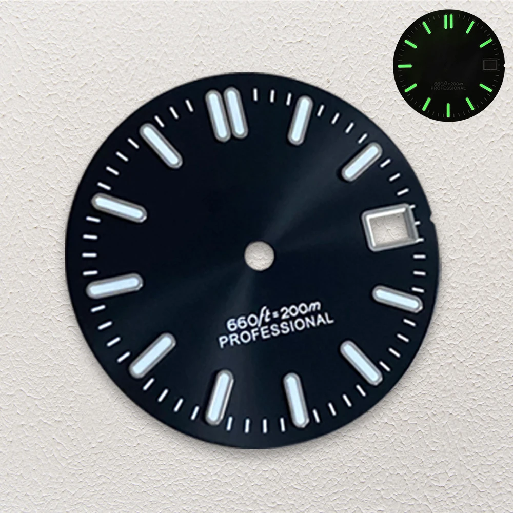 28.5mm S Logo Sunburst Dial Fit NH35/NH36 Movement Green Luminous Diving High-Quality Watch Modification Accessories