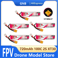 720mAh GAONENG GNB 2S HV Lipo Battery 7.6V 100C/200C XT30U-F Plug for RC FPV Whoop Frame Kit Tinywhoop Racing Drone