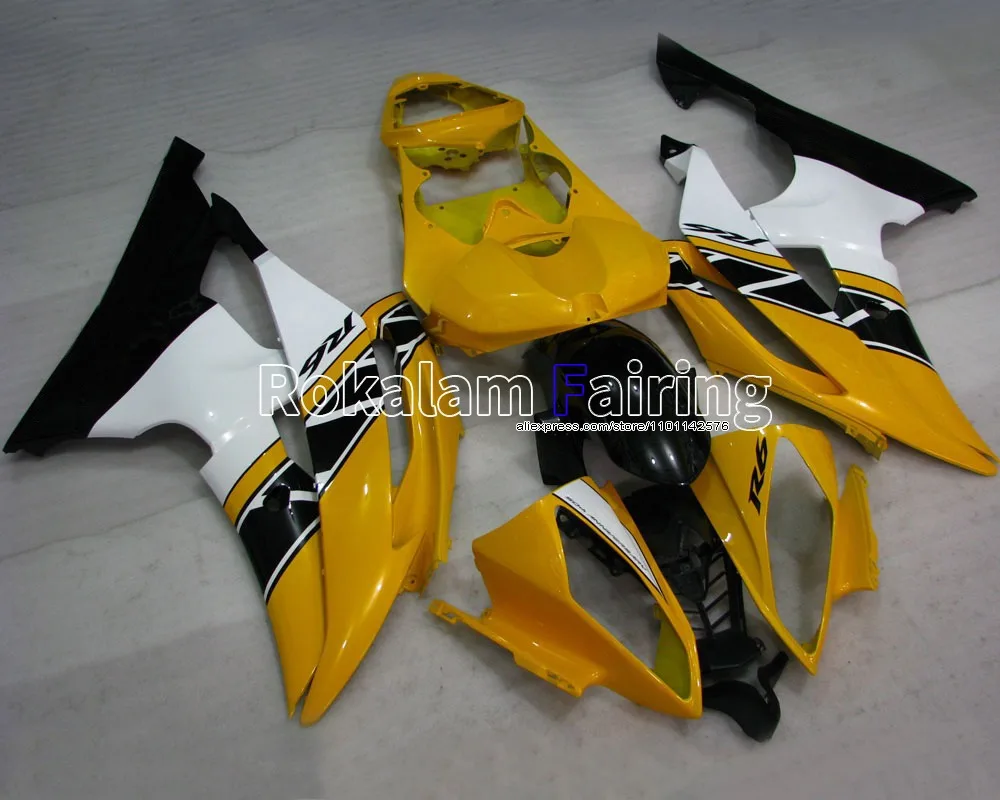 Hot Sales,For Yamaha YZF600 R6 08 16 YZF-R6 2008 2016 Fairing Kit Yellow Black White YZF Bodywork (Injection molding)