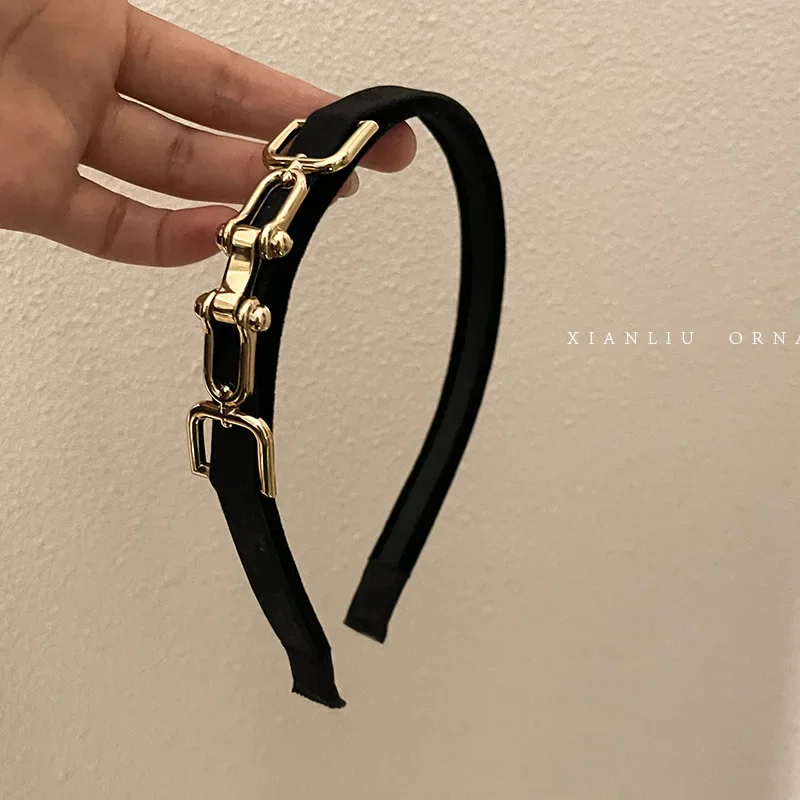 الذهب الأسود الشرير موضة ريترو سلسلة عصابات رأس اكسسوارات شعبية روك العصابات الشعر السيدات غسل الوجه ماكياج أدوات هيرباند الثابتة