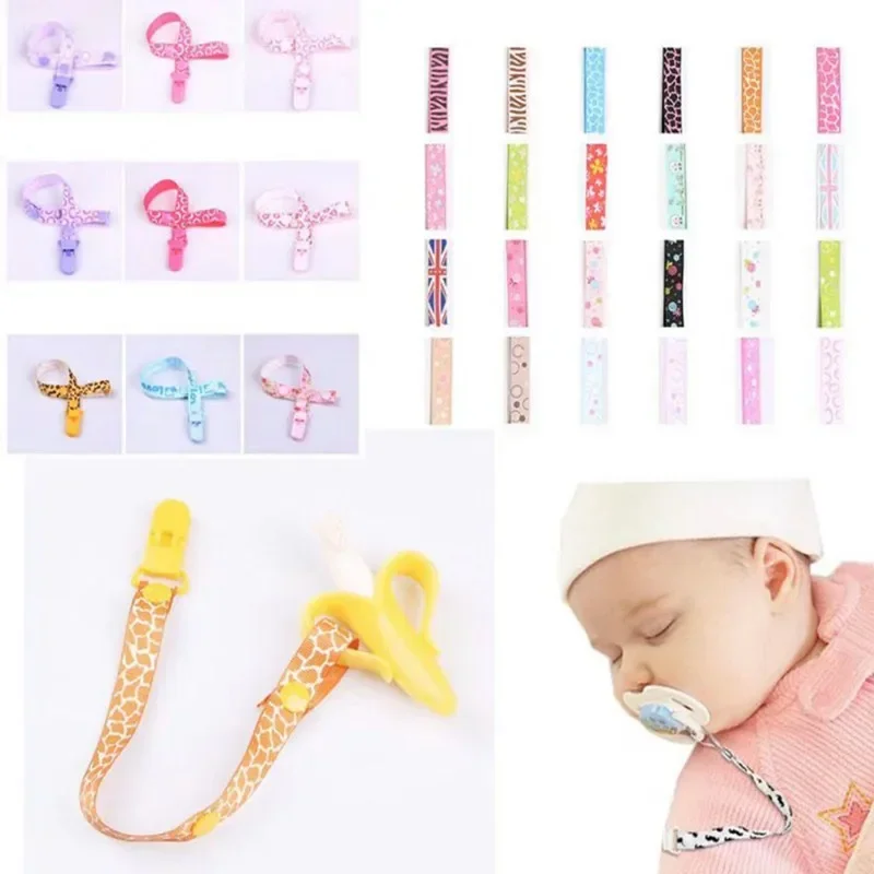 5pcs/Lot Safety Products 8-color Squares Dots Love Barb Section Baby Pacifiers Chain Anti-out with Infants Zipper