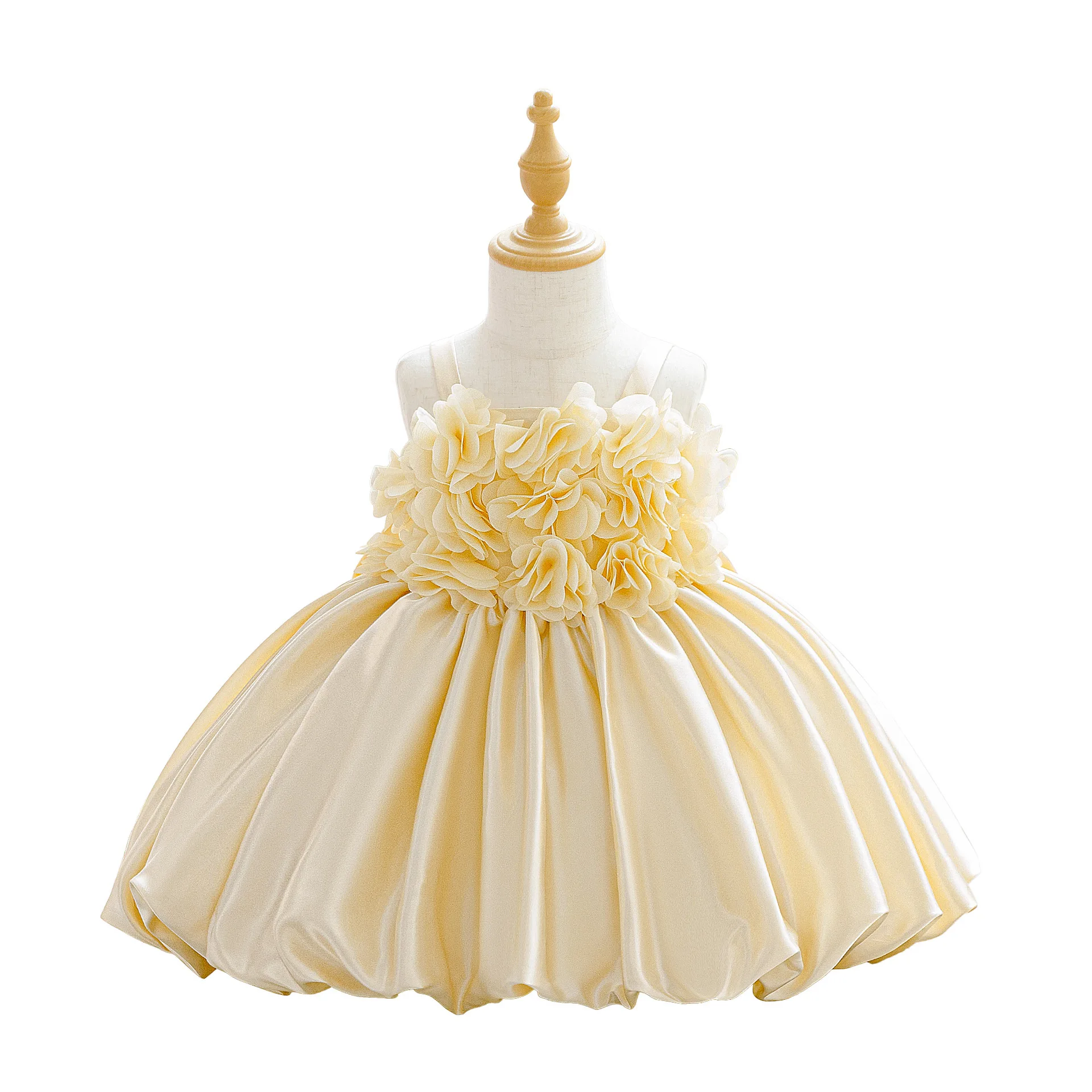 Girl Bow Wedding Bridesmaids Banquet Prom Gown Toddler Flower Birthday Baby Girls Dress Elegant Baptism Party Princess Dress