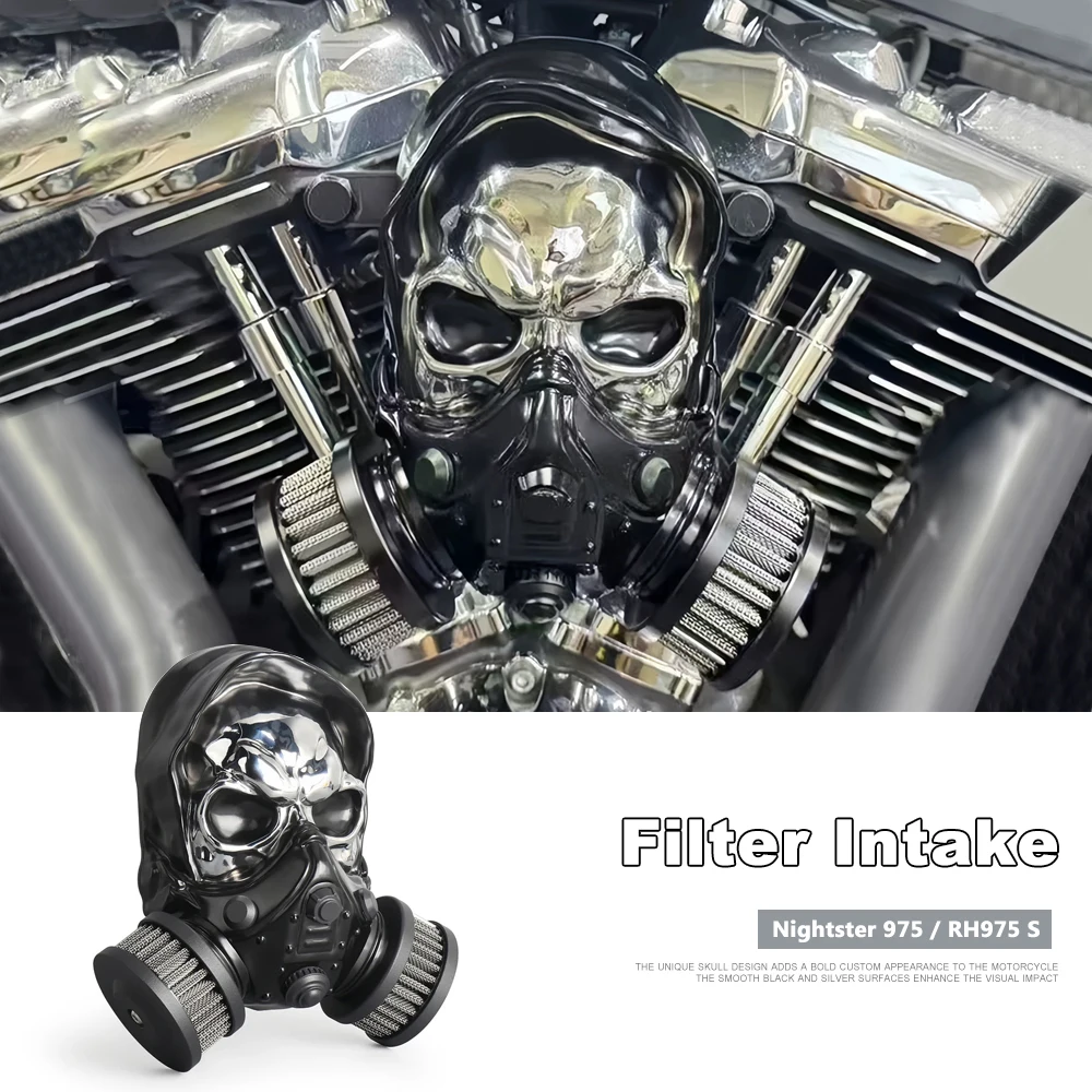 

Motorcycle Accessories Air Cleaner Intake Filter System Aluminum Skull Style For Nightster 975 RH975 S Air Filter Intake 2025