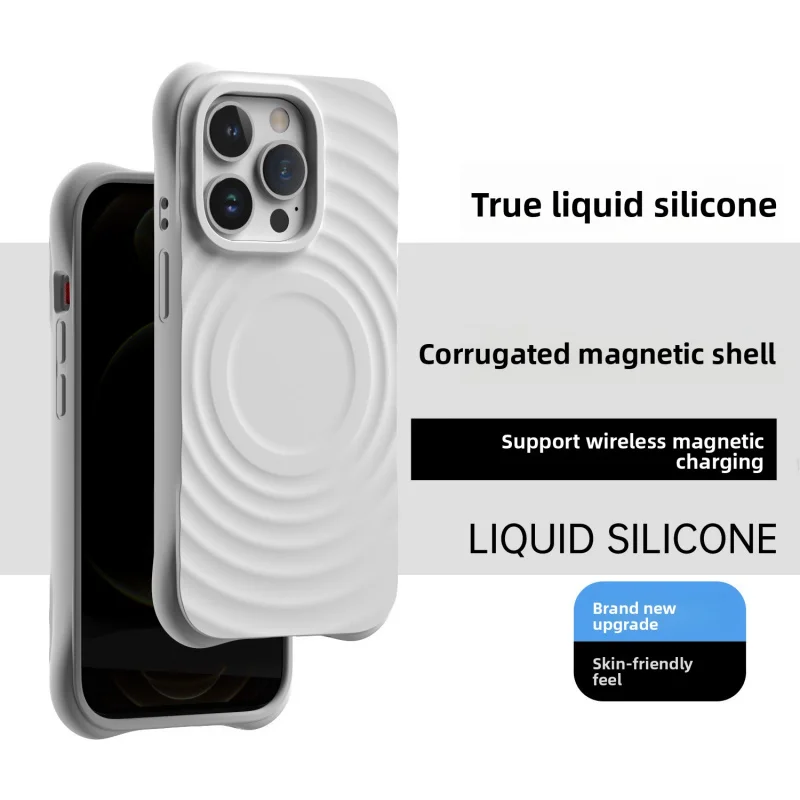 

True Liquid Silicone Phone Case for iPhone 15 Wave Magnetic Shockproof Protective Cover
