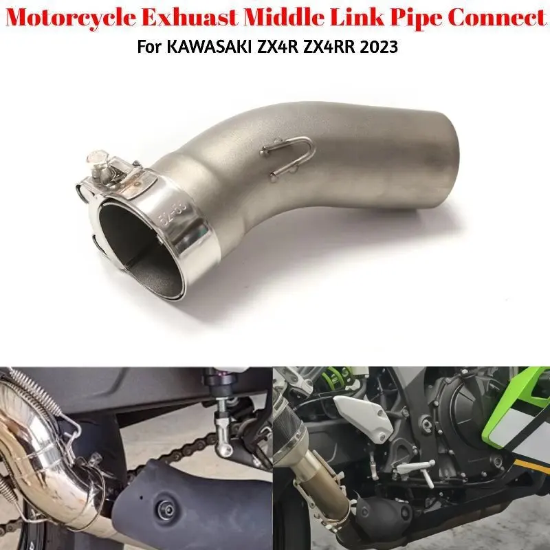 Motorrad-Auspuff-Mittelrohr aus Edelstahl für Kawasaki Ninja ZX25R ZX4R ZX4RR SE SR ZX 25RR mit Klemme