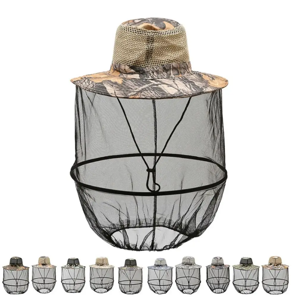 شبكة حماية نحلة الحشرات القابلة للطي ، قبعة شمس للصيد الشبكي ، قبعة دلو طاردة للبعوض واقية من الشمس في الهواء الطلق