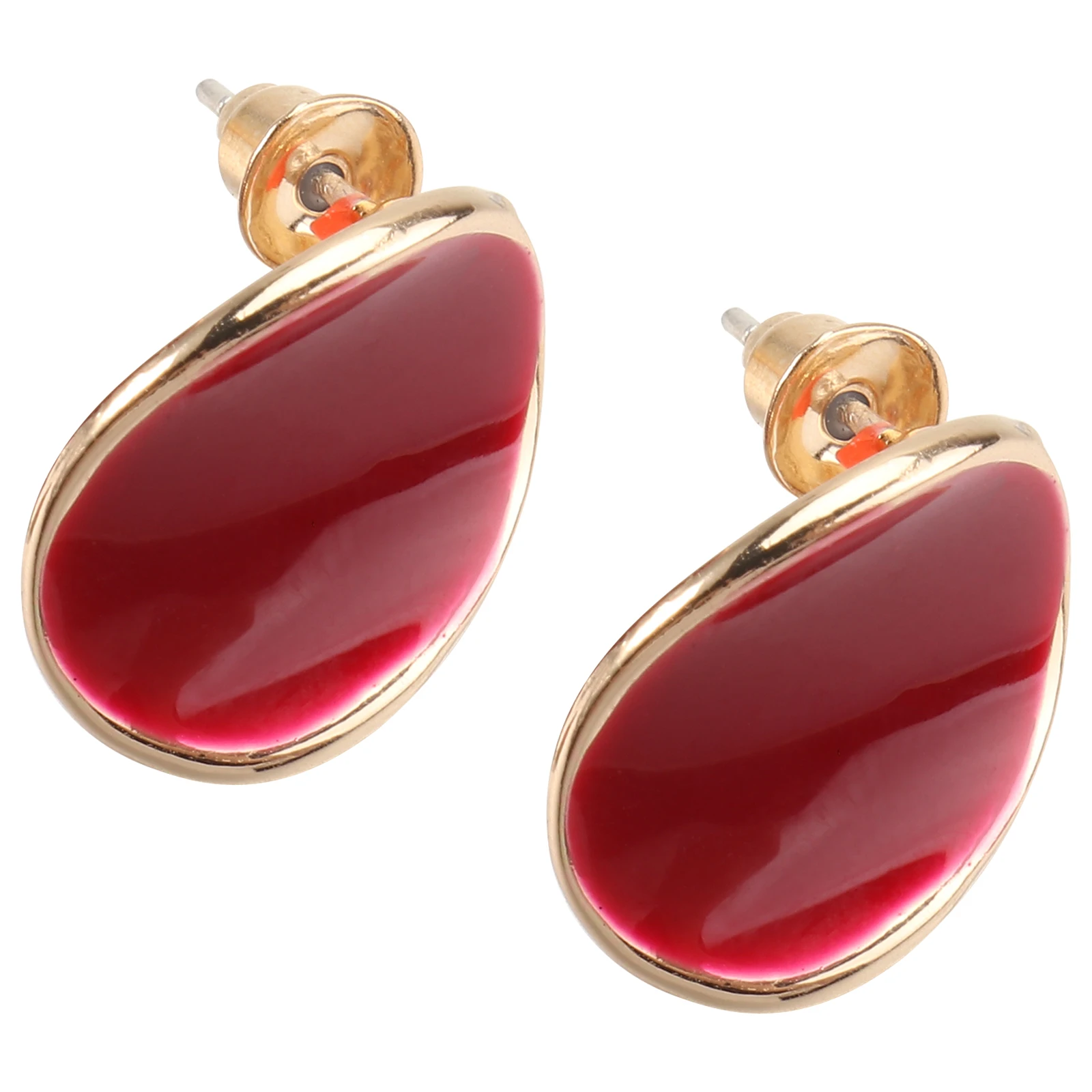 

Sterling Earrings Simple Studs Piercing Red Color Delicate Jewelry Small Size Elegant Design Gifts
