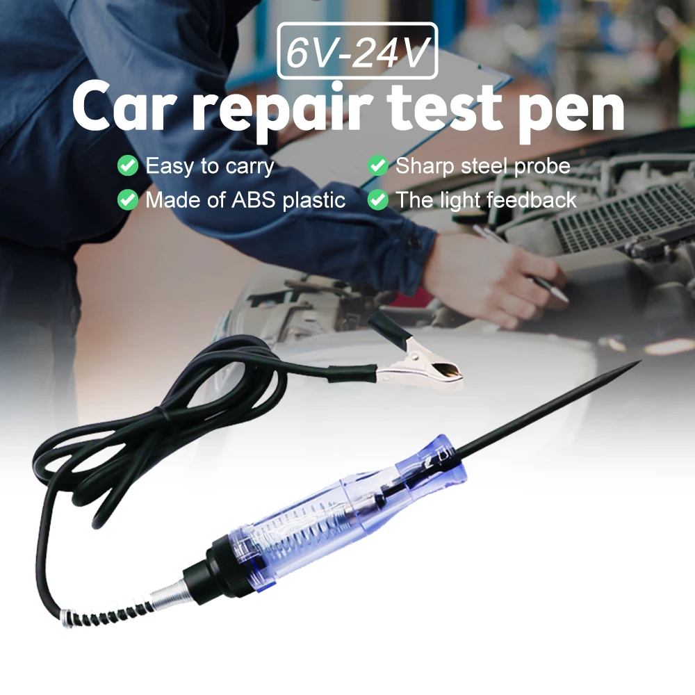 6V 12V 24V DC Car Truck Voltage Circuit Tester Car Test VoltMet Long Probe Pen Light Bulb Automobile Maintenance Tools
