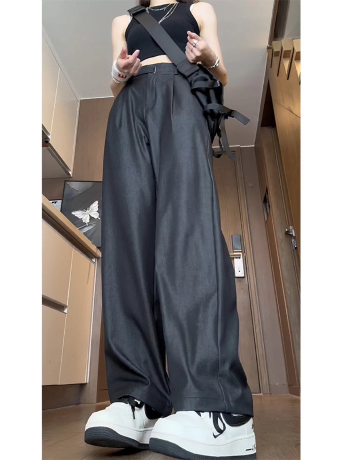 

Lysel Silk Wide Leg Jeans Men's Thin Summer Small Size Ice Silk Naples Suit Pants Youth Faion High Waist Long Pants