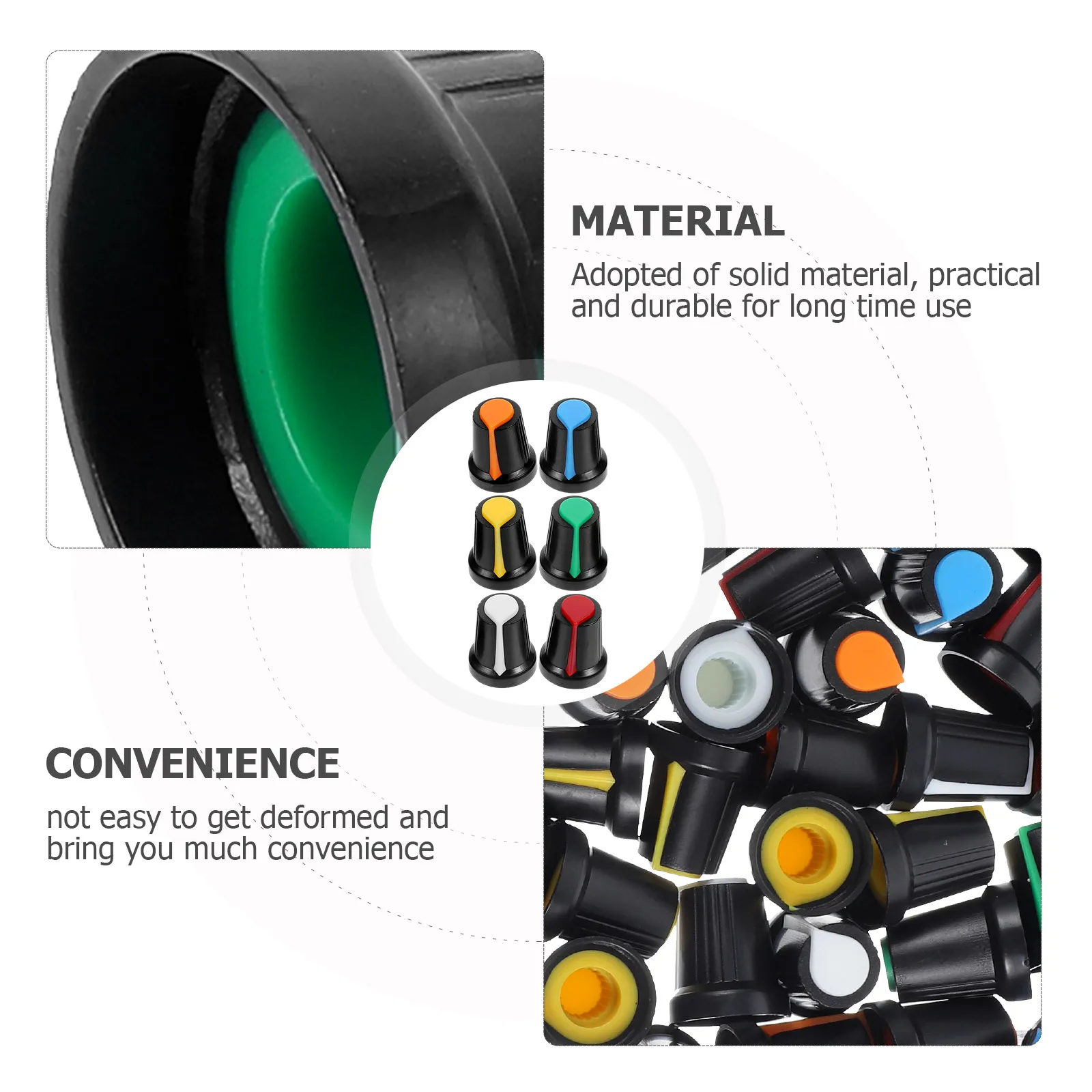 

60pcs Potentiometer Knob Caps 6Mm Inner Diameter Guitar Volume Control Knobs Electric Musical Instrument Parts Switch Accessory