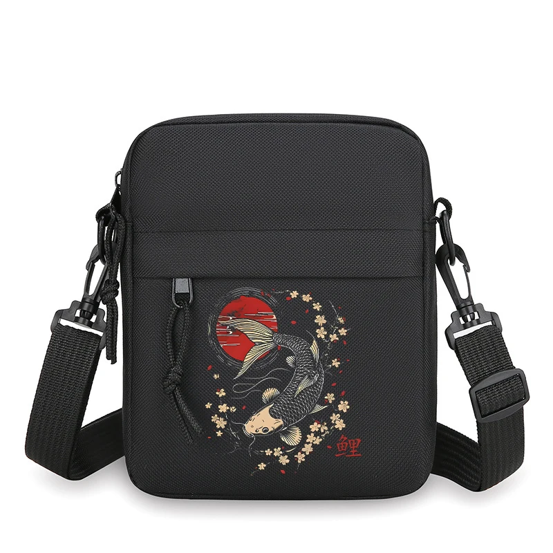 

Trendy Koi Fish Print Mini Mobile Phone Bag Men Women Vintage Harajuku Animal Japanese Style Shoulder Crossbody Bags
