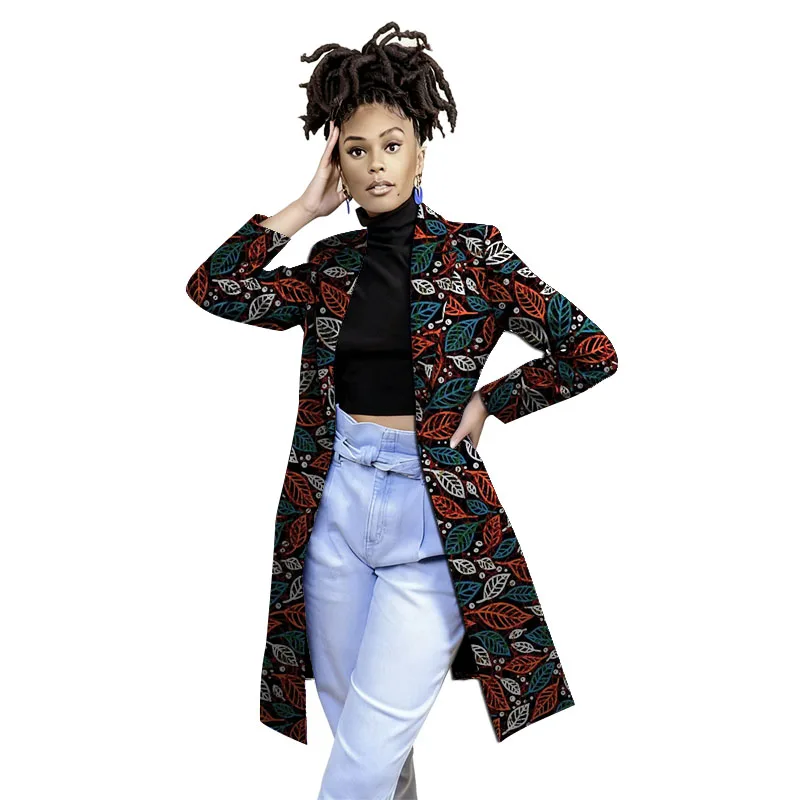 

Элегантный женский плащ с принтом Анкары, длинные пиджаки в африканском стиле от кутюр, женская Дашики, повседневная верхняя одежда на одной пуговице