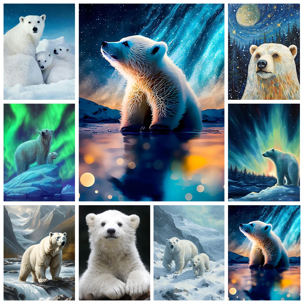

Polar Bear DIY Diamond Painting Outdoor Adventure Store Bedroom Kids' Room Home Nordic Style Luxury Wall Decor Handmade Gift