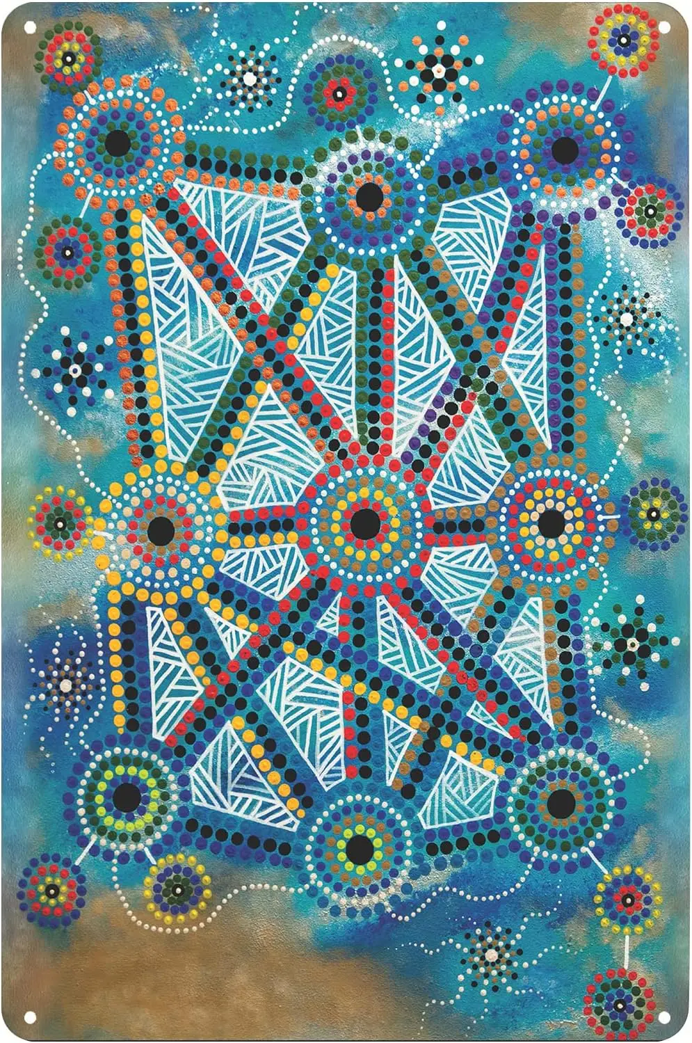 Metal Tin Sign - Australian Aboriginal Art Prints Souvenir - Wall Decorations Poster for Home Hotel Bar Pub Cafe Aesthetic  sign