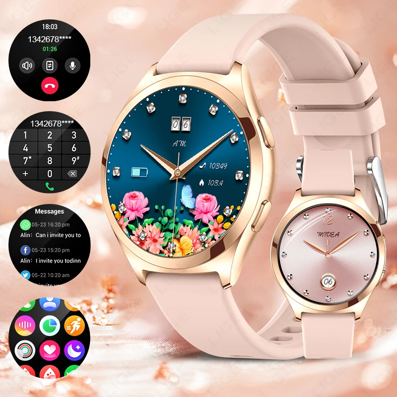 

LIGE Smart Watch Women Answer Make Calls 1.27-inch Fitness Tracker Watch with Message Reminder Ladies Smartwatch for Android iOS
