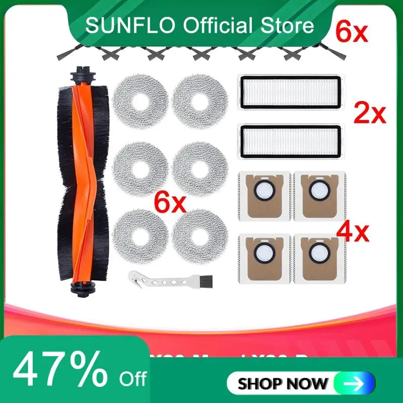SUNFLO Accessories Kit For Xiaomi X20 Max / X20 Pro Robot Vacuum Cleaner ,Main Brush, HEPA Filters, Mops,Dust Bags,Side Brushes