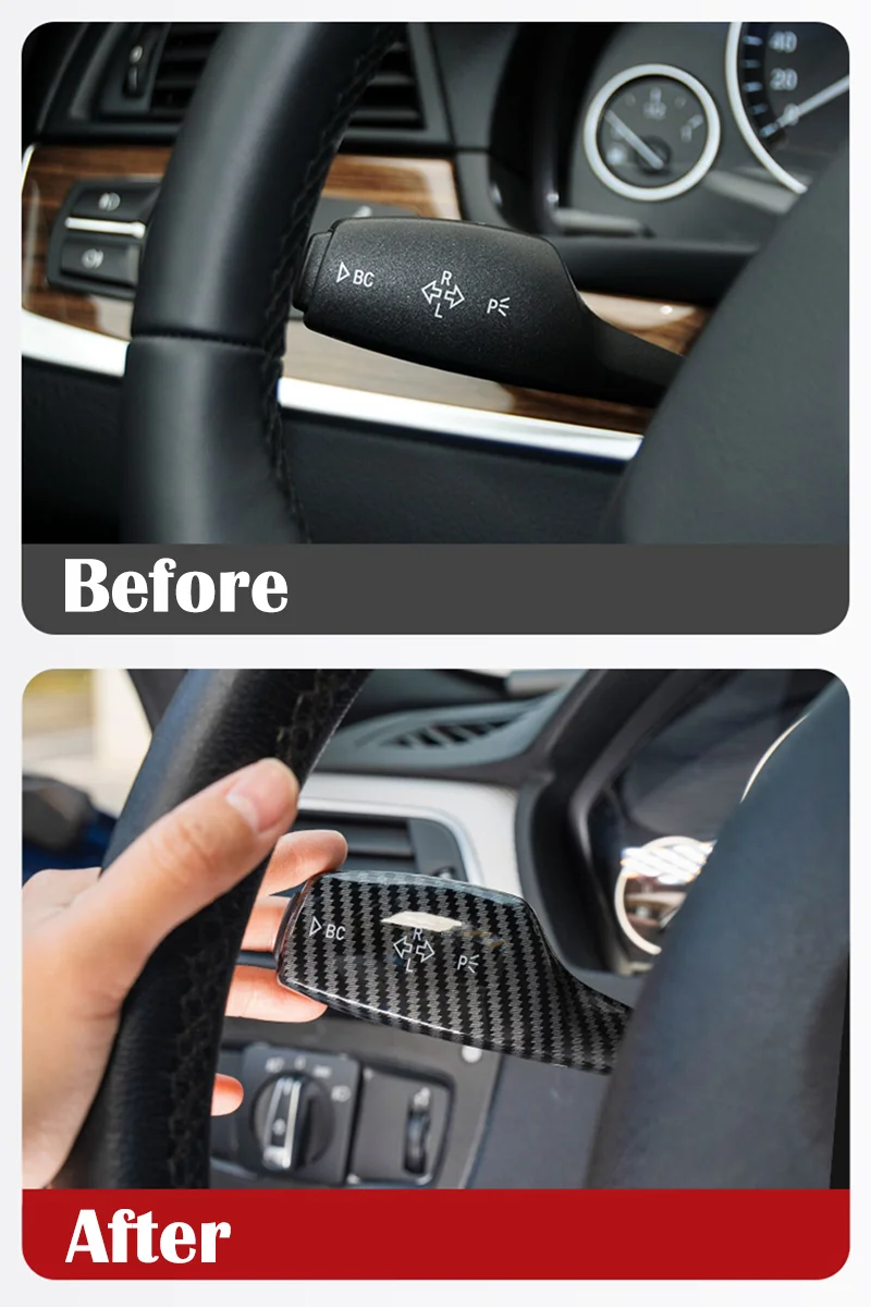 Hochwertige Blinker-Wischer-Schalterverkleidung, Lenkrad-Scheinwerferschalter-Steuerabdeckung für Zubehör der Serie BMW 1, 3, 5, 6, 7 – Detail 1