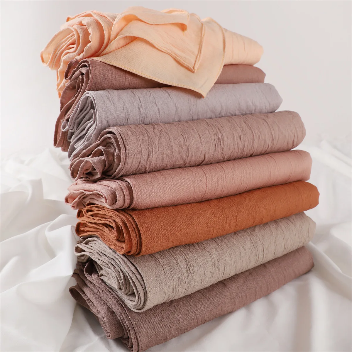 Plain Cotton Feel Wrinkle Hijab Scarf Woman Muslim Hijab Shawls Soft Long Wraps Solid Color Ladies Turban Elegant Headband Stole