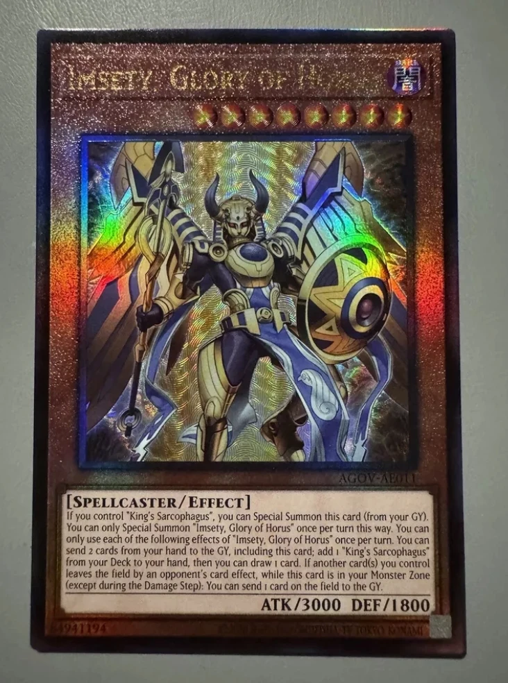 

Yugioh KONAMI Duel Monsters AGOV-AE011 Imsety, Glory of Horus Ultimate Rare Asian English Collection Mint Card